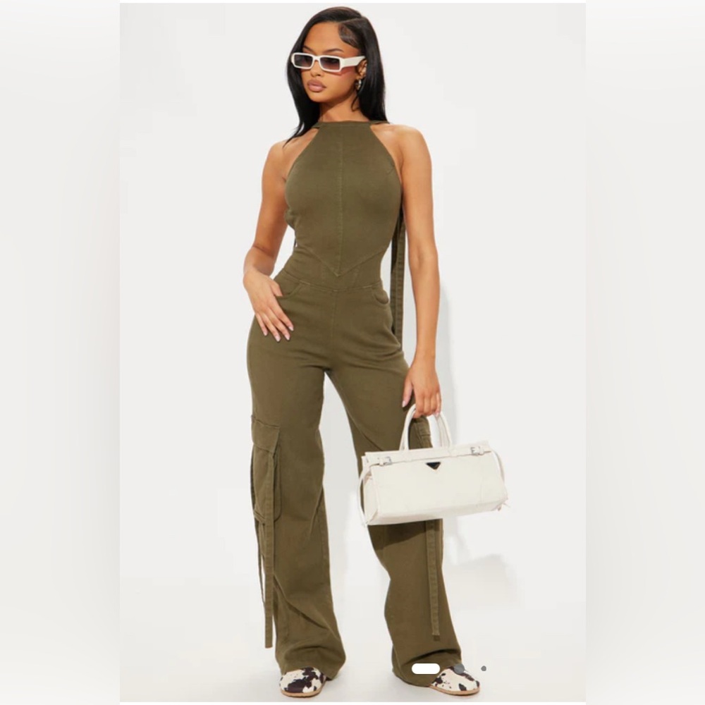 Fashion Nova Daring Jumpsuit - Olive